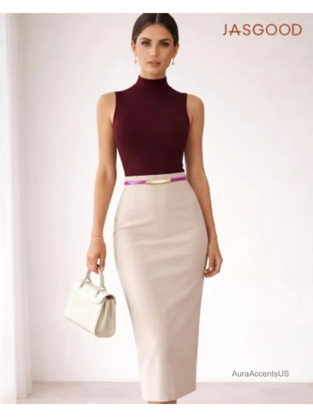 Women's Skinny Patent Leather Belt with Gold Interlocking Buckle, Adjustable